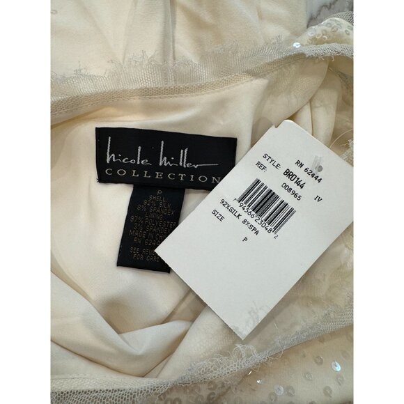 Nicole Miller Collection NWT Silk Sequin Shift Dress in Ivory Size XS - Picture 4 of 4